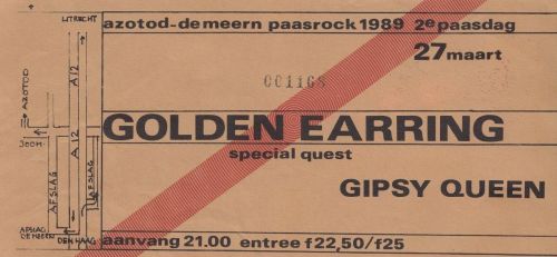 Golden Earring show ticket#1168 Paasrock'89 De Meern - Azotod